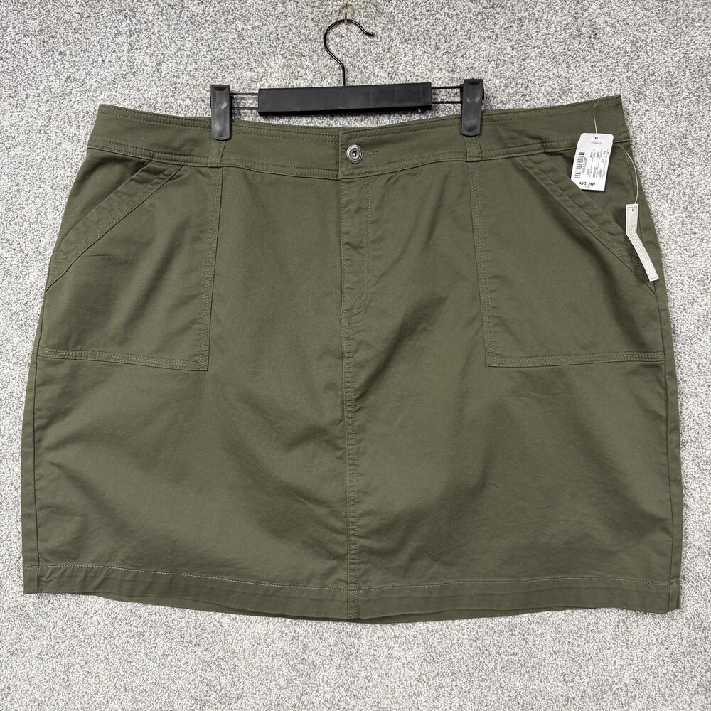 CJ Banks Skirt Women 24W Plus Green Lagenlook Gorpcore Y2K Utility Safari Twill